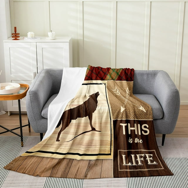 YST Wolf Throw Blanket Throw 50x60 Inch Wild Animals Woodland Decor Blanket for Boys,Red