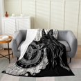 thumbnail image 1 of Wolf Throw Blanket Queen 90x90,Wild Animal Soft Breathable Blanket,Gothic Exotic Fleece Blanket,Constellation Fuzzy Blanket Teens, 1 of 5