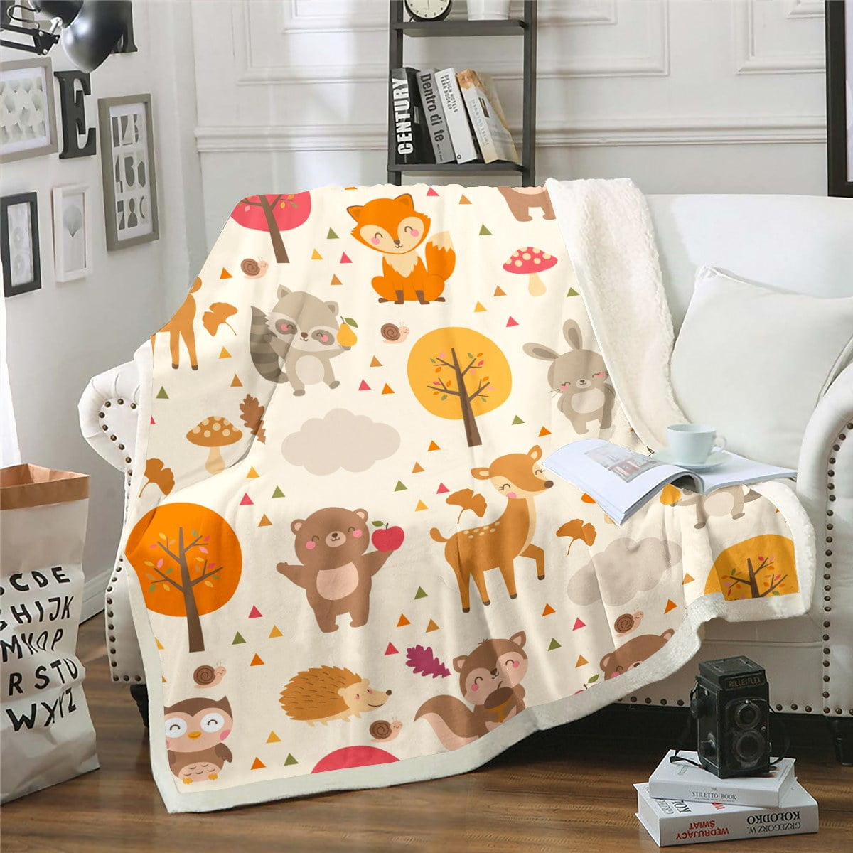 Baby's First Christmas Woodland Animals Blanket - 30x40 Inch Sherpa Fleece Throw