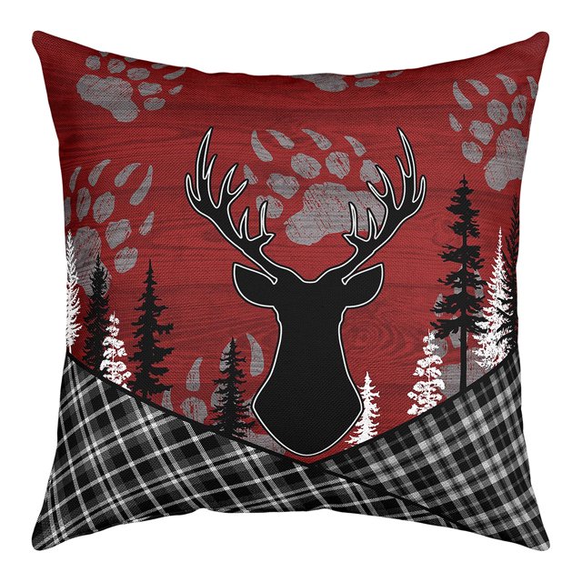 YST Woodland Elk Deer Throw Pillow Cover,Black White Buffalo Checked