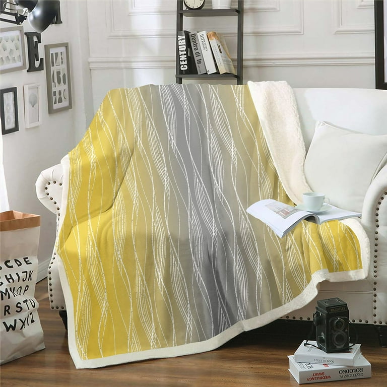 YST Yellow And Grey Fleece Blanket Throw 50 X60 Watercolor Ombre Throw Blanket Gradient Geometric Sherpa Blanket For Kids Silver Wavy Stripes Flannel Blanket Soft Lightweight Bedroom Decor Walmart