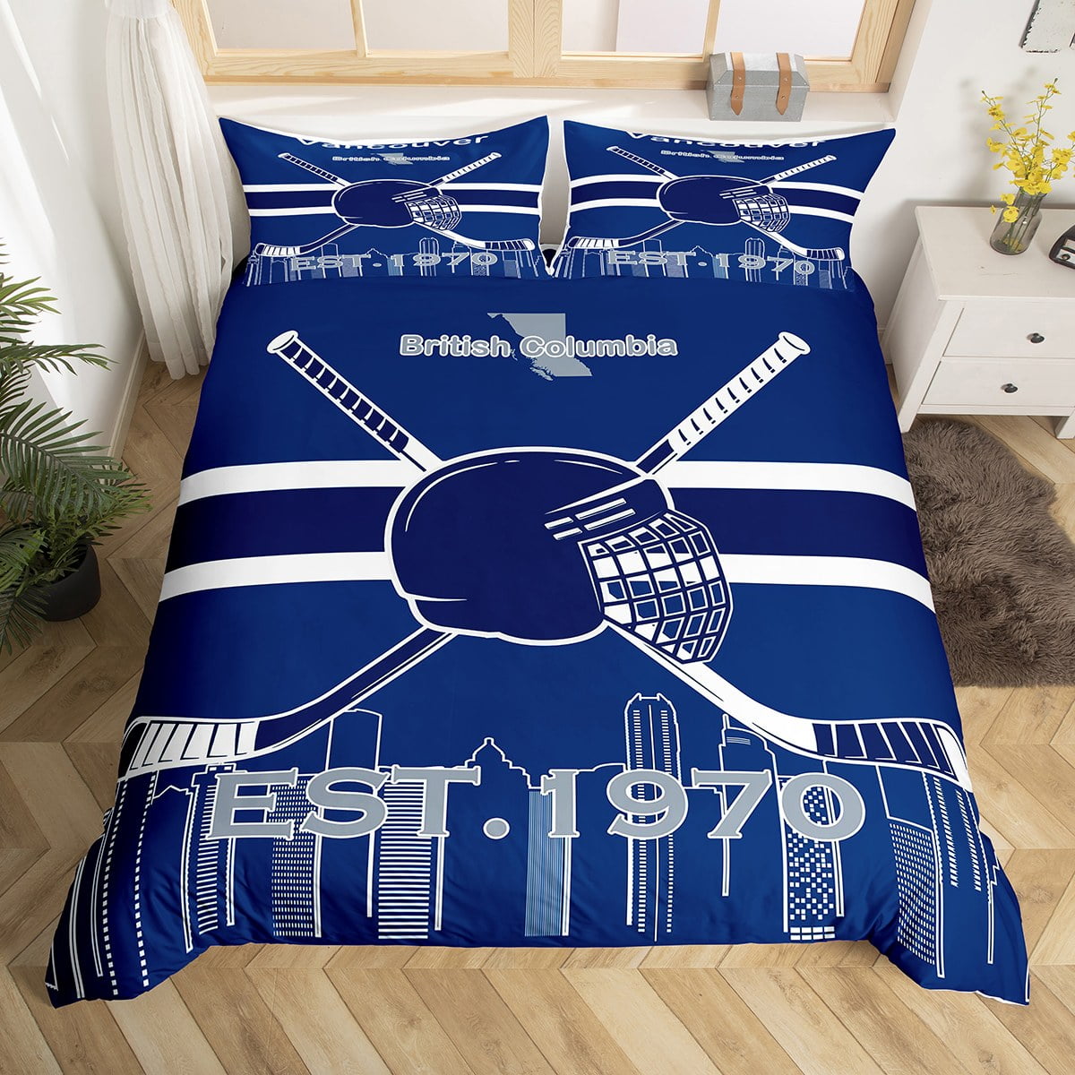 YST Youth Boys Hockey Duvet Cover Queen,Sports Bedding Set for Kids