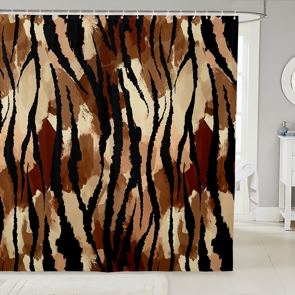 YST Zebra Print Bath Curtain Black and Brown Shower Curtain, Wild ...