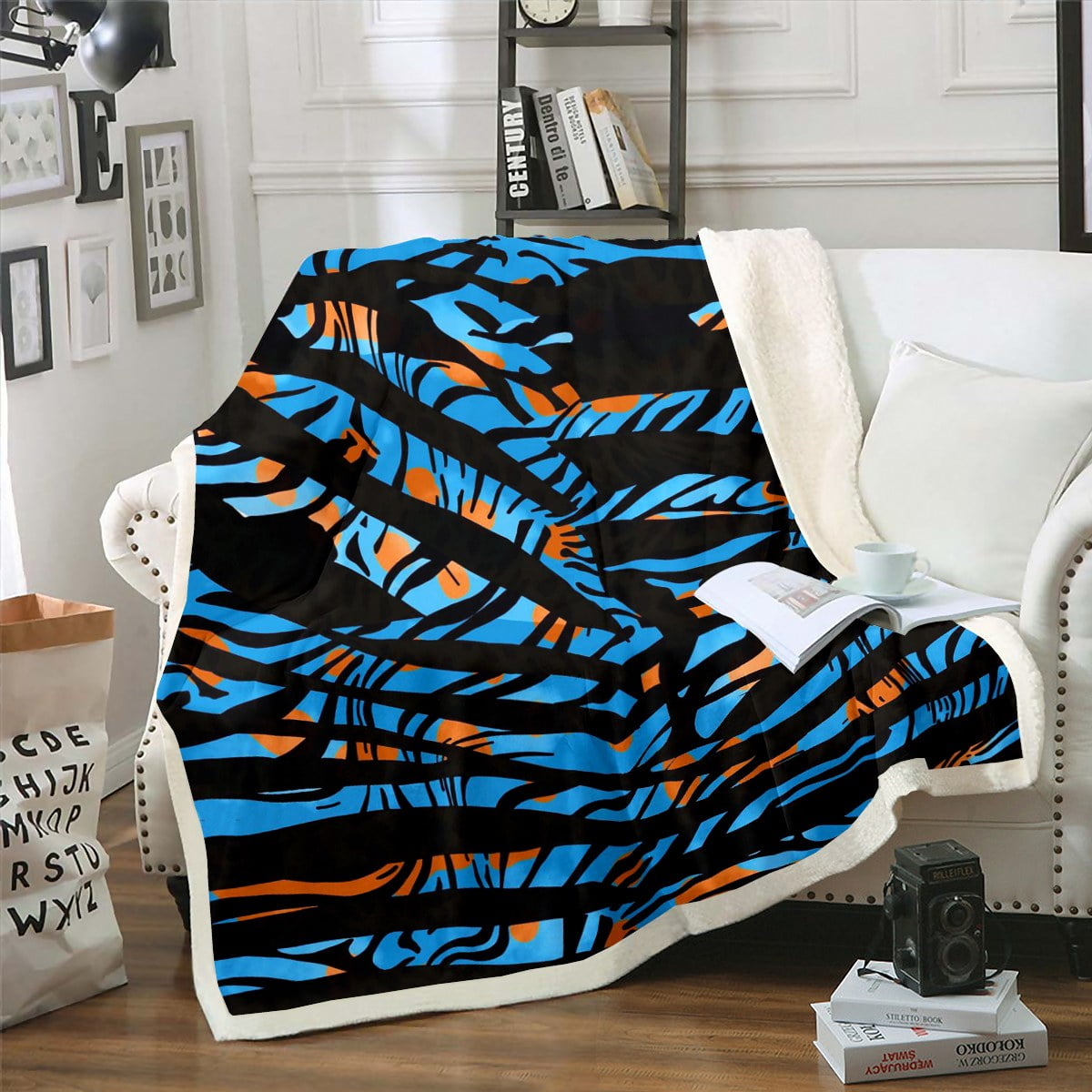 yst-zebra-print-fleece-blanket-black-and-blue-sherpa-blanket-wild