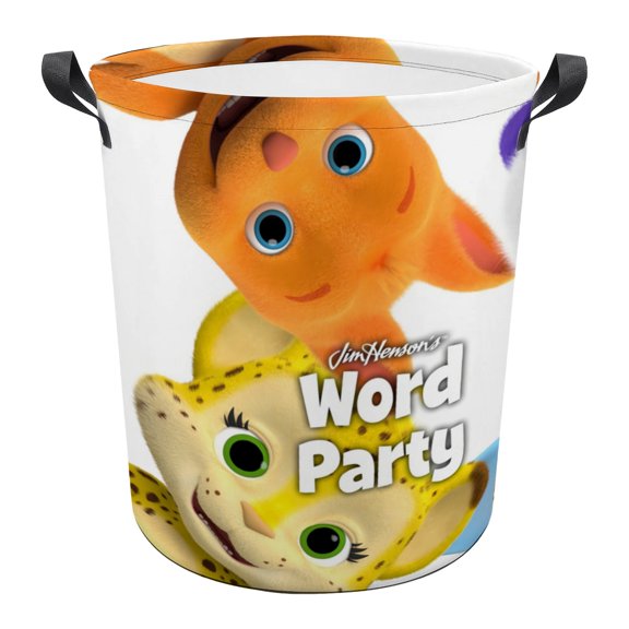 YST25ZY Word Party Laundry Hamper, 15.7"x19.7" Oxford Cloth Foldable Storage Basket with Reinforced Handles