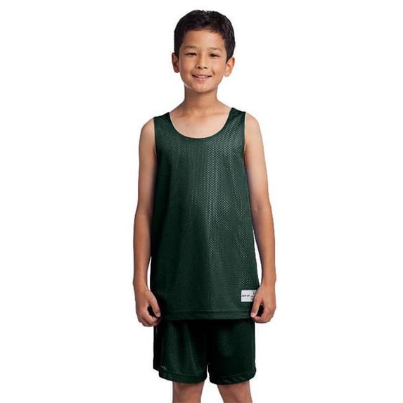 YST500 Youth Posi Charge Classic Mesh Reversible Vest Tank, Forest Green - Large