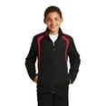 thumbnail image 1 of YST60 Youth Colorblock Raglan Jacket, Black & True Red - Extra Small, 1 of 1