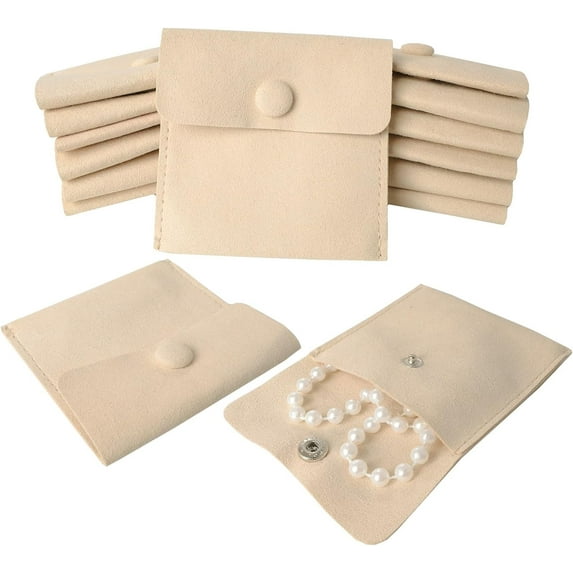 YSTDHL 12pcs Microfiber Jewelry Pouch 8x8cm Microfiber Jewelry Bags Microfiber Jewelry Packaging Bag Luxury Small Jewelry Gift Bags Small Jewelry Pouch Snap Button Envelope Style Packaging