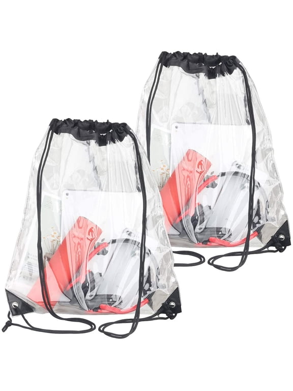 2 Pieces Clear Drawstring Bags, Waterproof Small Clear Bag for Stadium Colleges Sport Event Work Concert Security Approved