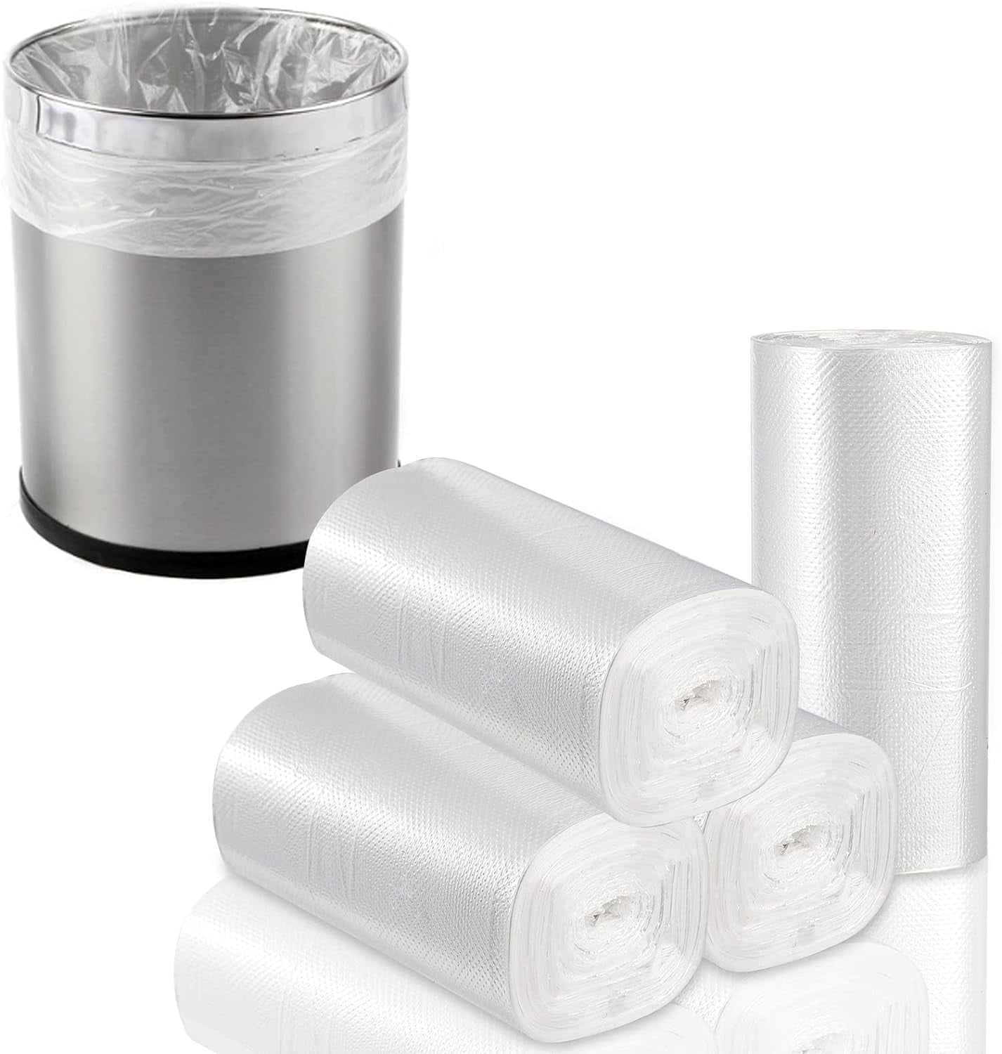XIQIYY 1.2 Gallon Trash Bags ,strong Wastebasket Bin Liners , white small Garbage Bags ,120 per