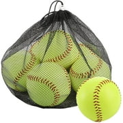 YSTDHL 6 Pack Sports Practice Softballs, 12-Inch Official Size and Weight Slowpitch Softball, Unmarked & Leather Covered Training Ball for Games, Practice and Training