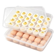 YSTDHL Deviled Egg Containers with Lid, Set of 2, Plastic Egg Holder for Refrigerator for 48 Eggs, Clear Storage Deviled Egg Carrier Tray, Fridge Stackable Countertop Portable Egg Dispenser