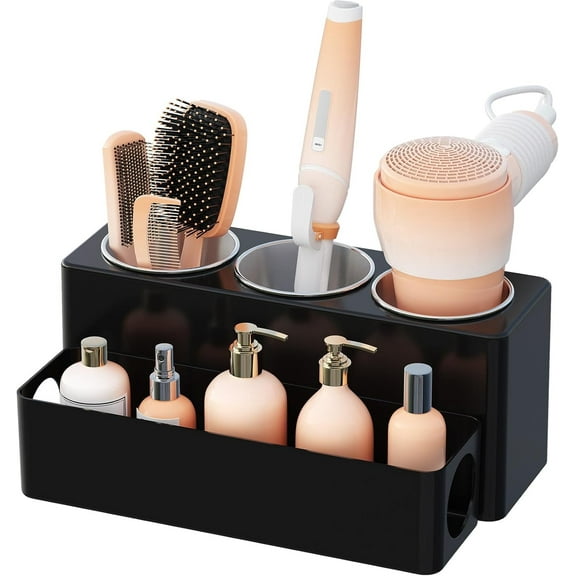 YSTDHL Hair Tool Organizer, Hair Blow Dryer Holder Countertop, Removable Acrylic Hair Brush Storage Stand for Curling Iron/Hair Styling Tools/Makeup Accessories in Bathroom, Vanity, Kitchen