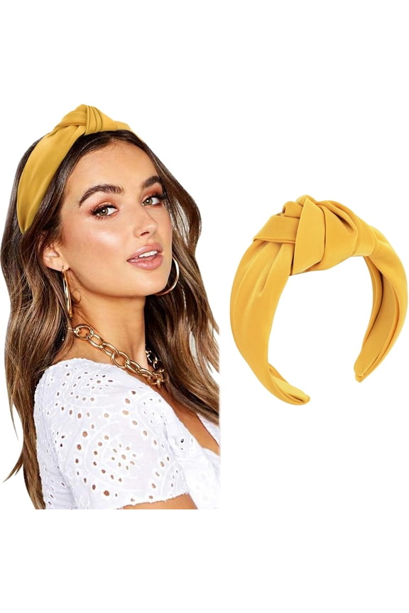 Headbands for Women Girls Knotted Elastic Hair Band Fashion Fabric Hairbands Cute Top Knot Head Band