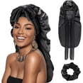 thumbnail image 1 of YSTDHL Long Satin Braid Bonnet for Women Silk Bonnet for Sleeping Sleep Cap with Elastic Tie Band Night Cap for Long Curly Hair Locs, 1 of 7