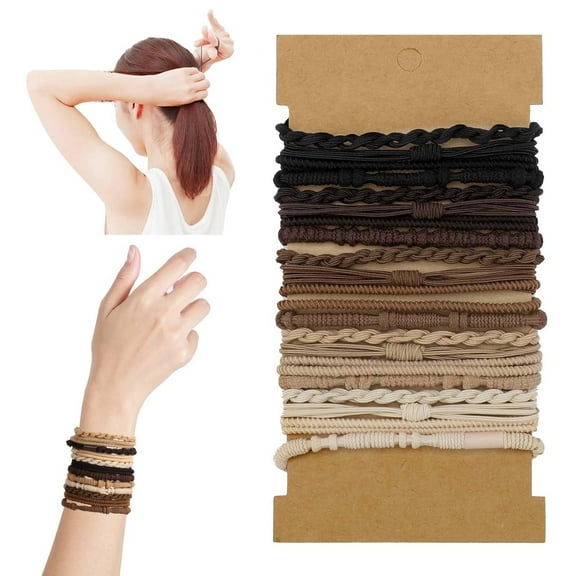 YSTDHL Women's Elastic Hair Ties, Pack of 20 Boho Hair Ties Bracelets Braided Hair Bands Elastic Ponytail Holder Multicolored Soft Hair Ties Hair Band for Women Girls(Mixed colors)