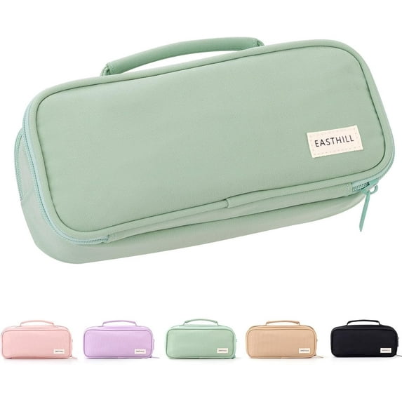 YSTHDL Large Capacity Pencil Case Pen Pouch Organizer Canvas Pencil Bag with Handle-Green