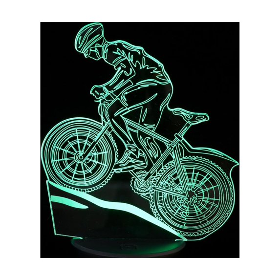 YSTIAN 1pc Cycling 3D Lights LED Night Light Bulbs Exercise Bike Lampara De 3D Illusion Light Motion Sensor Night Light Sports Table Bulb Party Decorative Light LED Light
