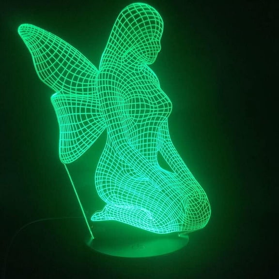 YSTIAN 3D Angel Model Illusion Lamp Colorful Led Night Light for Girls Bedroom Decoration USB Desk Table Lamp Birthday Year Gifts Decoración De Dormitorio De Luz De Noche Led