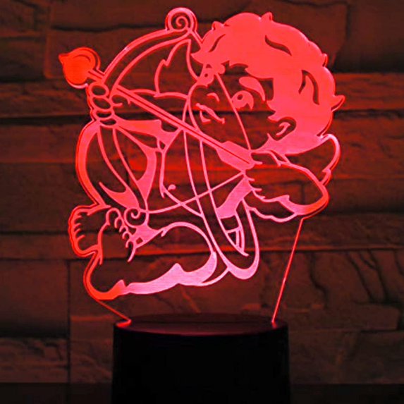 YSTIAN 3D Angel Wing Night Light led Lamp Illusion 7 Color Changing Table Desk Decoration Lamps Birthday Gift Acrylic Base USB Cable Toy