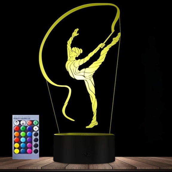 YSTIAN 3D Ballet Gymnastic Night Light led Lamp Illusion 16 Color Changing Table Desk Decoration Lamps Birthday Gift Acrylic Base USB Cable Toy