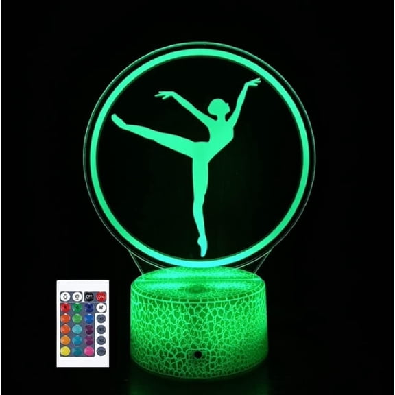 YSTIAN 3D Ballet Remote Control 16 Color Night Lights Illusion Acrylic LED Table Bedside Lamp Children Bedroom Desk Decor Birthday Christmas Gift Toy for Kids