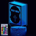 thumbnail image 1 of YSTIAN 3D Bible Night Light Lamp Illusion Night Light 16 Color Changing Table Desk Decoration Lamps Gift Acrylic Flat ABS Base USB Cable Toy, 1 of 4