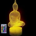 thumbnail image 1 of YSTIAN 3D Buddhist Night Light Lamp Illusion Night Light 16 Color Changing Table Desk Decoration Lamps Gift Acrylic Flat ABS Base USB Cable Toy, 1 of 7