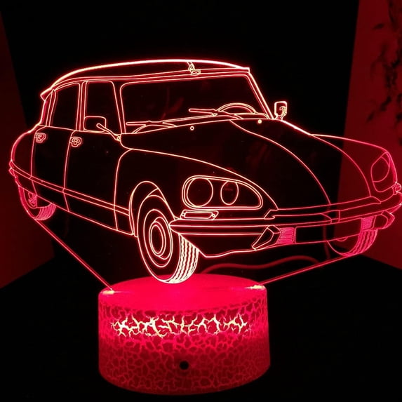 YSTIAN 3D Car Night Light Table Desk Optical Illusion Lamps 7 Color Changing Lights LED Table Lamp Xmas Home Love Birthday Children Kids Decor Toy Gift