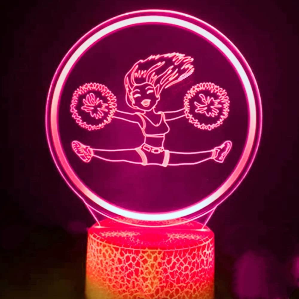 YSTIAN 3D Cheerleader Night Light led Lamp Illusion 7 Color Changing ...