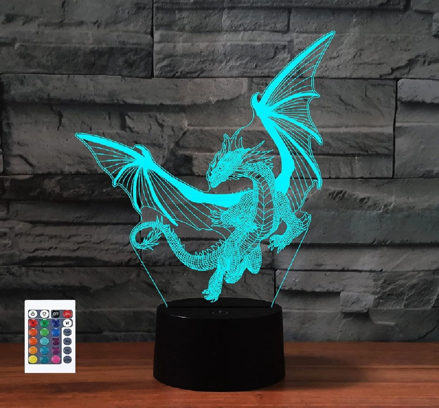 3D Meditation Remote Control Night Light - 16 Color LED Acrylic Table Lamp For Kids Room, Desk Decor
