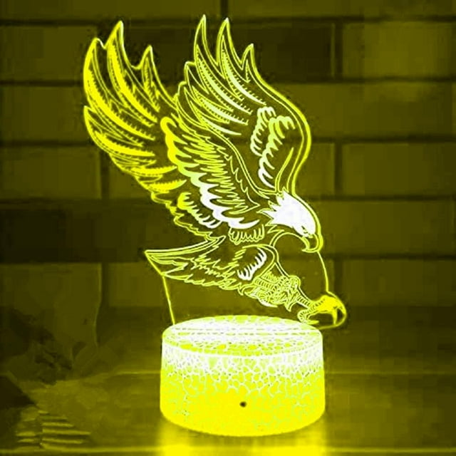 YSTIAN 3D Eagle Night Light led Lamp Illusion 7 Color Changing Touch