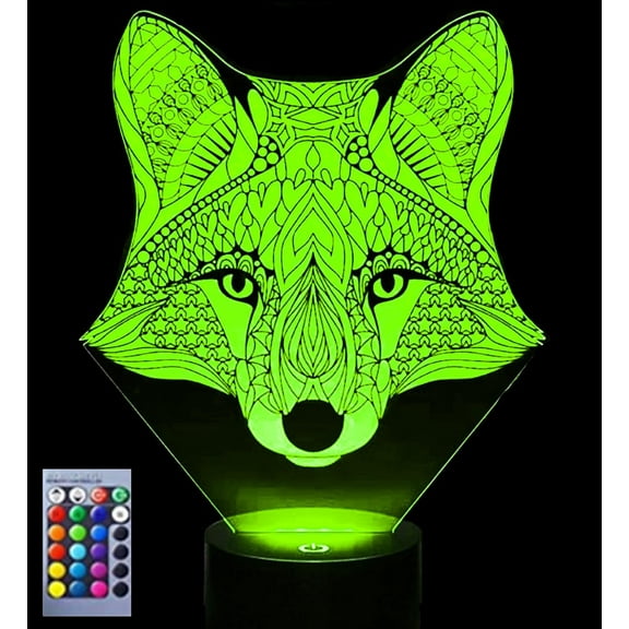 YSTIAN 3D Fox Night Light Lamp Illusion 16 Color Changing Table Desk Decoration Lamps Gift with Acrylic Flat ABS Base USB Cable Toy