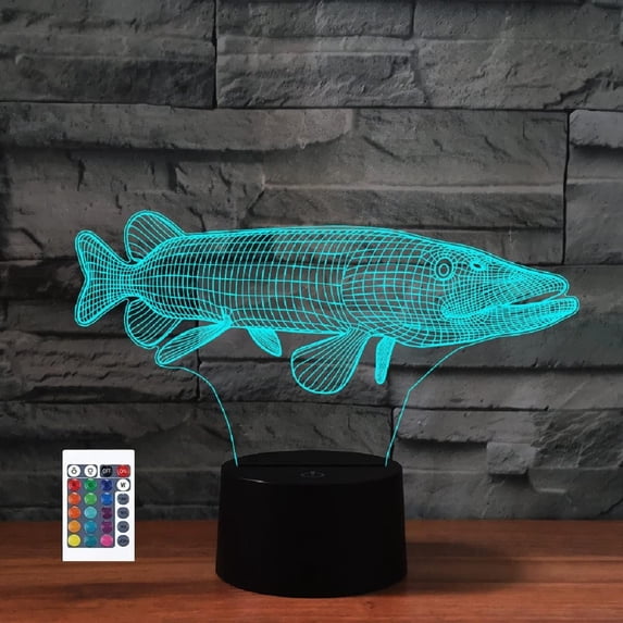 YSTIAN 3D Marine Fish Remote Control 16 Color Night Lights Illusion Acrylic LED Table Bedside Lamp Children Bedroom Desk Decor Birthday Gifts Toy for Kids