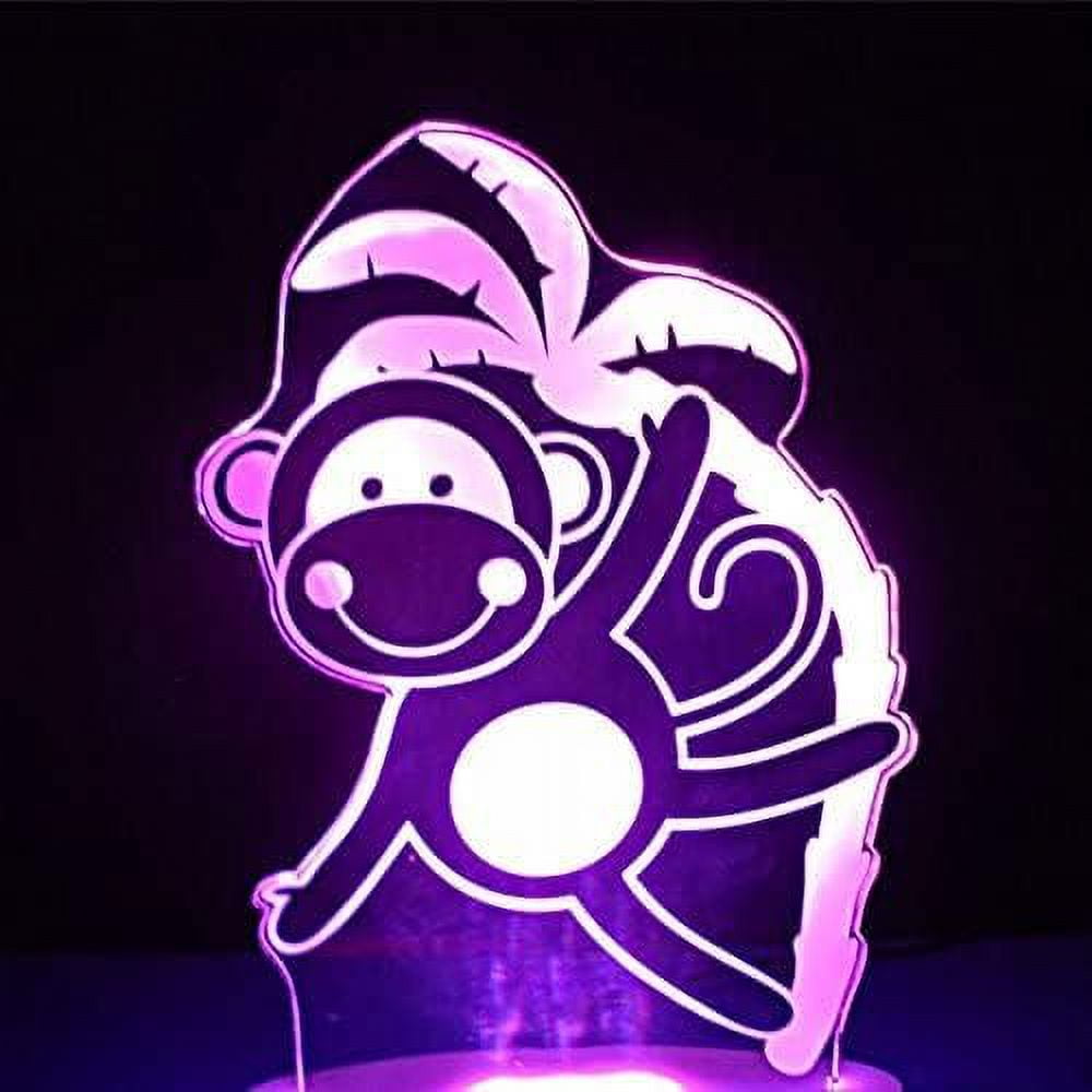 Led Monkey YSTIAN 3D Monkey Night Light led Lamp Illusion 7 Color Changing Touch ...