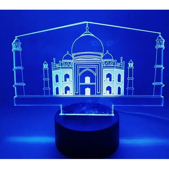 YSTIAN 3D Muslim Castle Night Light Lamp Illusion 7 Color Changing Touch Table Desk Decoration Lamps Acrylic Flat ABS Base USB Cable Birthday Gift Toys
