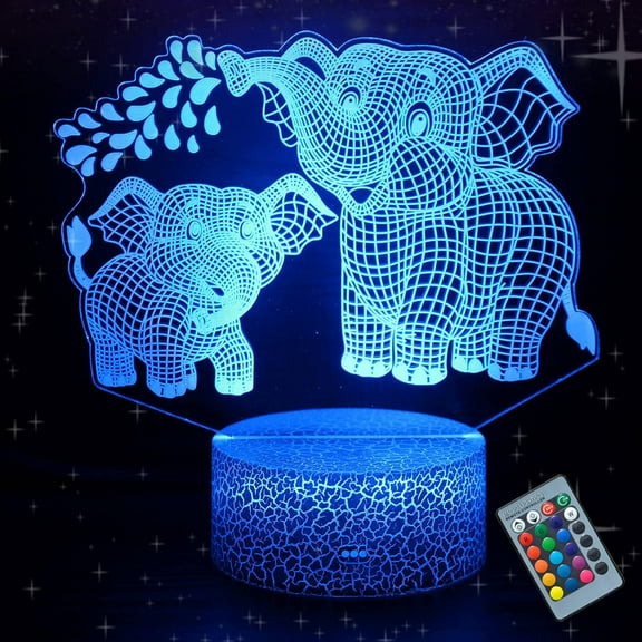 YSTIAN 3D Night Lights Elephant 16 Colors Changeable LED Illusion Dimmable Desk Lamp with Remote Control Bedroom Decor Birthday Gifts