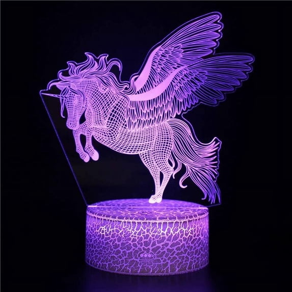 YSTIAN 3D Optical Illusion Unicorn Lamp Led Night Light for Girls 16 Colors Changing Table Lamps Unicorn Gifts Birthday Christmas Decoración De Dormitorio De Luz De Noche Led
