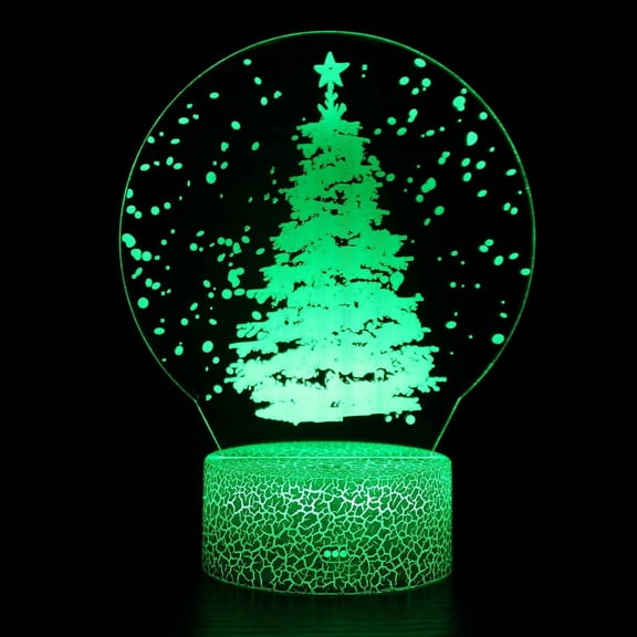 YSTIAN 3D Optical Lamp Illusion Night Light Snowflake I Mood Light 7 Colour Changing Acrylic LED Night Light USB Cables Bedroom Desk Decoration Children's Lamps Crack Base: Colorful Touch