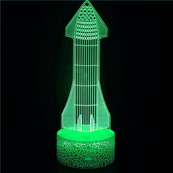 YSTIAN 3D Rocket Night Light Table Desk Optical Illusion Lamps 7 Color Changing Lights LED Table Lamp Xmas Home Love Birthday Children Kids Decor Toy Gift