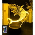 thumbnail image 1 of YSTIAN 3D Shark Fish Night Light Table Desk Optical Illusion Lamps 16 Color Changing Lights LED Table Lamp Xmas Home Love Birthday Children Kids Decor Toy Gift, 1 of 5