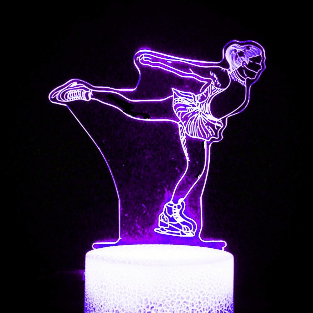 YSTIAN 3D Skating Night Light Table Desk Optical Illusion Lamps 7 Color