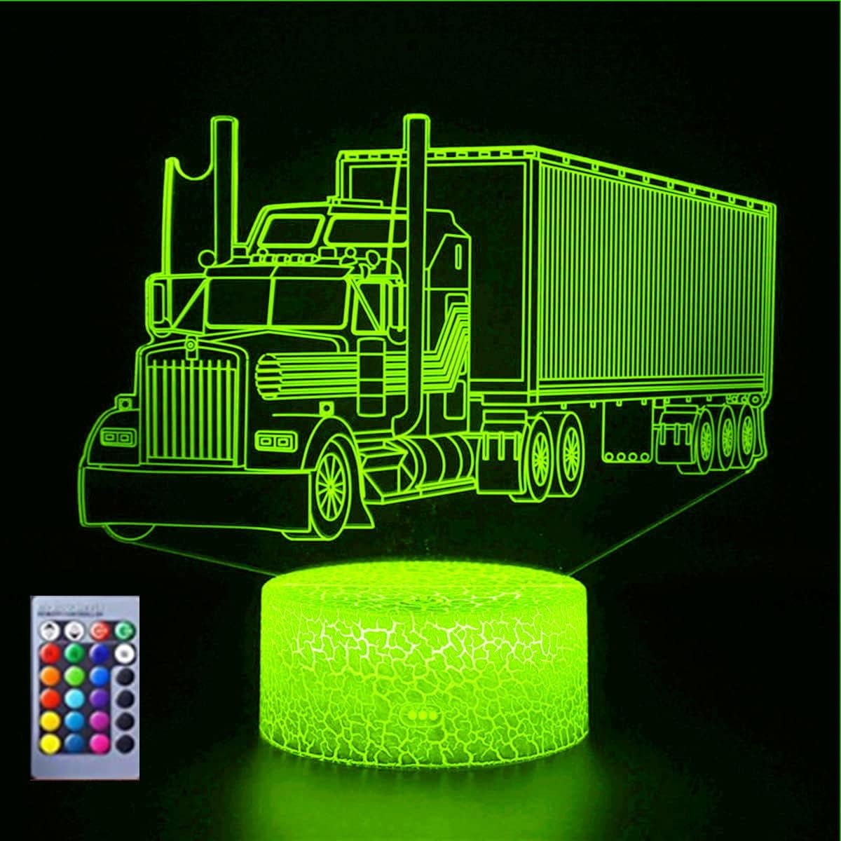 YSTIAN 3D Truck Car Night Light Lamp Illusion 16 Color Changing Table Desk Decoration Lamps Gift with Acrylic Flat ABS Base USB Cable Toy