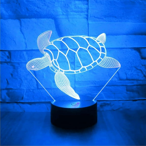 YSTIAN 3D Turtle Night Light led Lamp Illusion 7 Color Changing Touch Switch Table Desk Decoration Lamps Birthday Gift Acrylic Base USB Cable Toy