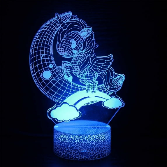 YSTIAN 3D Unicorn Lamp Illusion Led Night Light Colorful USB Nightlight Child Birthday Christmas Gifts for Girls Bedroom Decoration Decoración De Dormitorio De Luz De Noche Led