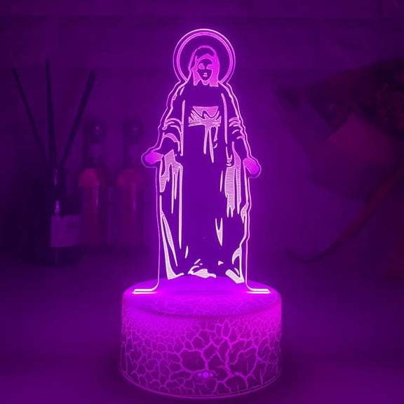YSTIAN 3D Virgin Mary Night Light Table Desk Optical Illusion Lamps 7 Color Changing Lights LED Table Lamp Xmas Home Love Birthday Children Kids Decor Toy Gift
