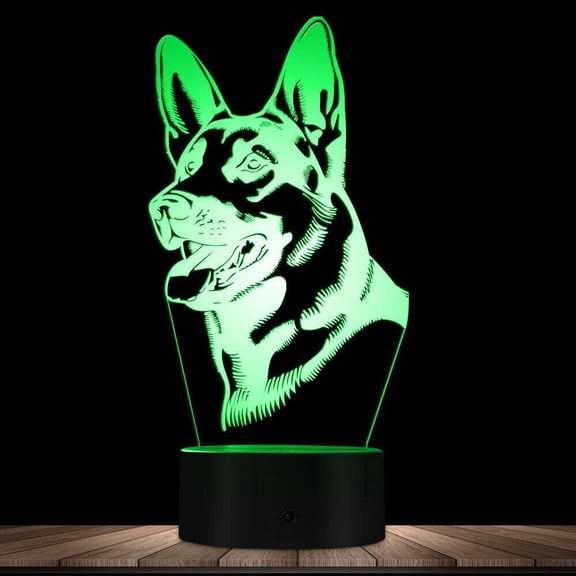 YSTIAN 3D Wolf Dog Night Light Lamp Illusion Night Light 7 Color Changing Touch Switch Table Desk Decoration Lamps Gift Acrylic Flat ABS Base USB Cable Toy