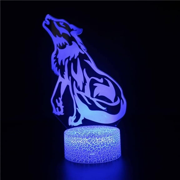 YSTIAN 3D Wolf Lamp Illusion Led Night Light Color Change Desk Table Lamp Lion Toys Lights Christmas Gift for Kids Boys Room Decor Decoración De Dormitorio De Luz De Noche Led