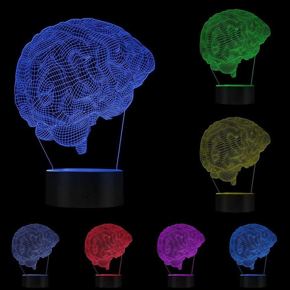 YSTIAN Anatomical Brain Shape 3D Optical Illusion Night Light Medical Science Brain Organ Magical Light Creative Table Lamp Lighting with Colors Changable Light Signs Friend Gifts