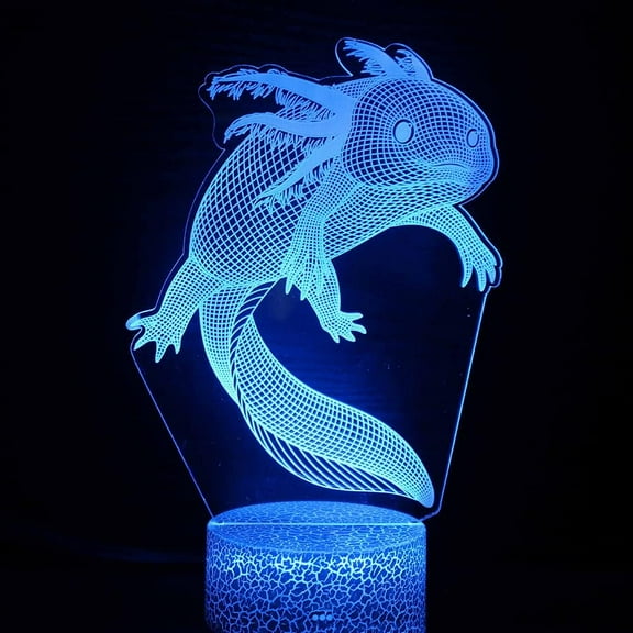 YSTIAN Axolotl Night Light for Kids Room, 3D Illusion Lamp Axolotl Lights, 16 Colors Crack Base Desk Lamps with Remote Control, Perfect as Birthday Christmas Gifts, Home Decoration